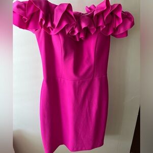 AQUA Off the Shoulder Short Formal Gown